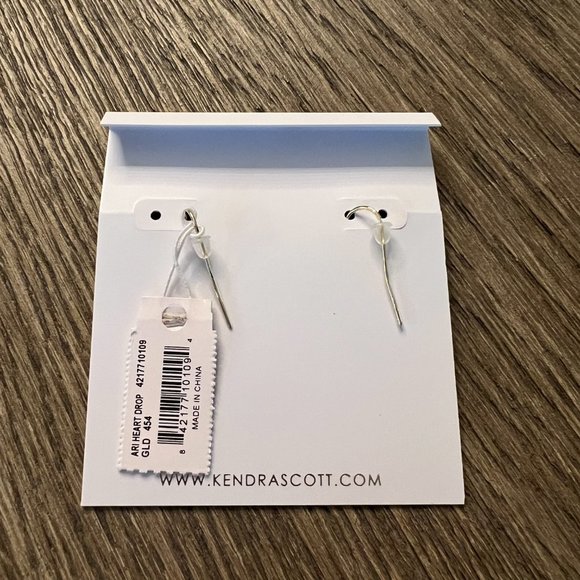 Kendra Scott Ari Heart Gold Drop Earrings in Abalone Shell - Picture 3 of 5